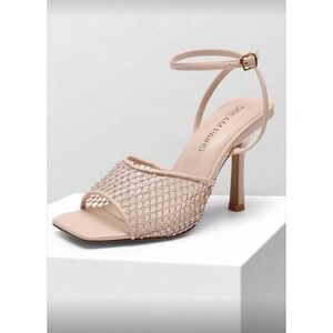 Dream Pairs Nude Beaded Heels